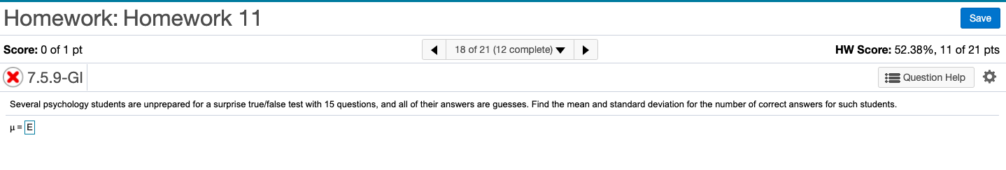 Solved Save Homework: Homework 11 Score: 0 of 1 pt x | Chegg.com