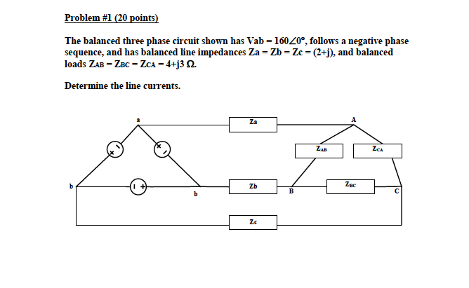 Solved Problem #1 (20 points) The balanced three phase | Chegg.com