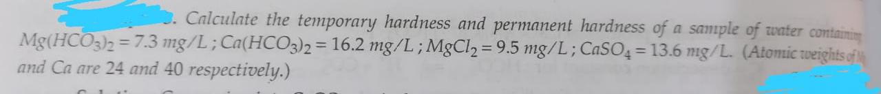 Solved Calculate The Temporary Hardness And Permanent | Chegg.com