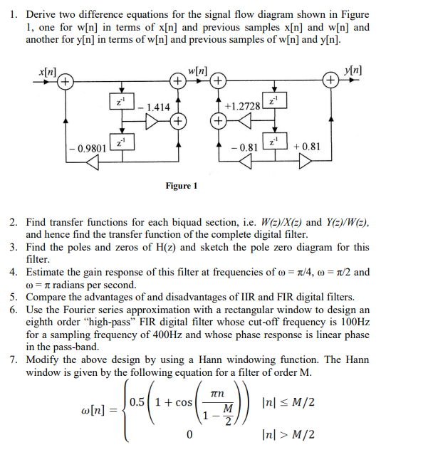 Solved 1. Derive two difference equations for the signal