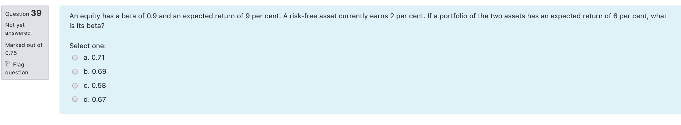 Solved Question 39 An Equity Has A Beta Of 0.9 And An | Chegg.com