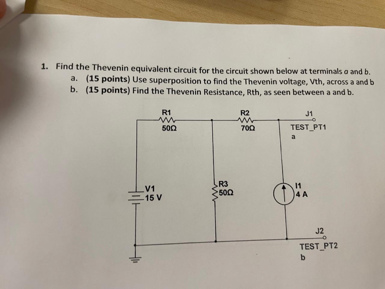 Solved 1. Find the Thevenin equivalent circuit for the | Chegg.com