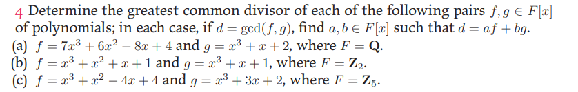 Solved 4 Determine the greatest common divisor of each of | Chegg.com