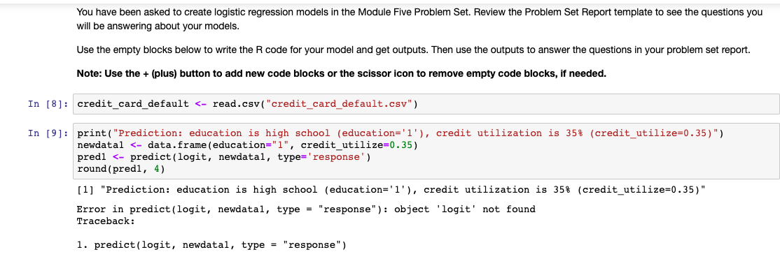 Solved I need help with the logistic regression model in R | Chegg.com