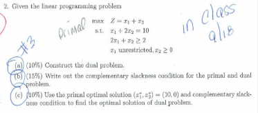 Solved 2. Given the linear programming problem in class #3 | Chegg.com