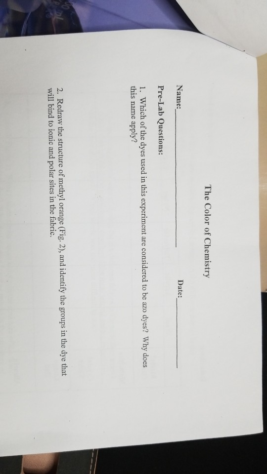 Solved The Color of Chemistry Name: Pre-Lab Questions: 1. | Chegg.com