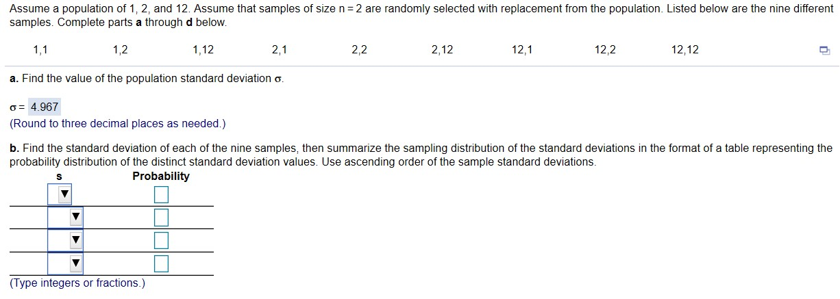 Solved Assume a population of 1, 2, and 12. Assume that | Chegg.com