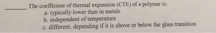 Solved The coefficient of thermal expansion (CTE) of a | Chegg.com