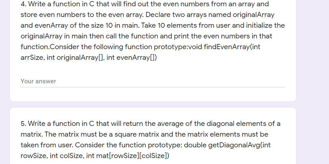 Solved 4. Write a function in C that will find out the even | Chegg.com