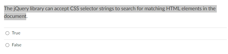 Solved The jQuery library can accept CSS selector strings to | Chegg.com