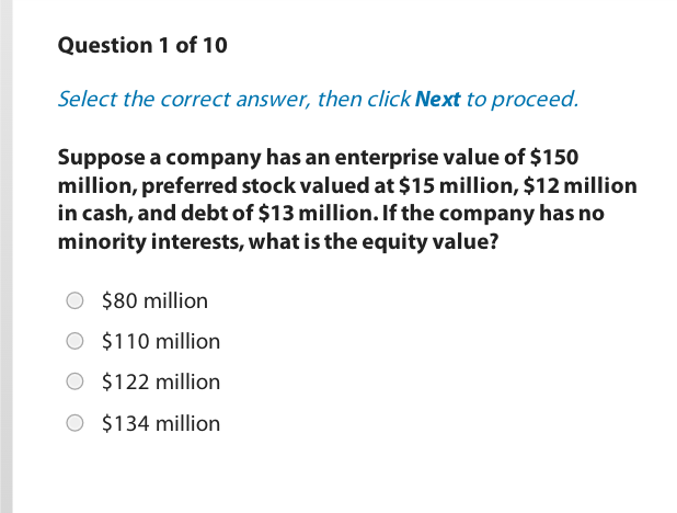 Solved Question 1 ﻿of 10Suppose a company has an enterprise | Chegg.com