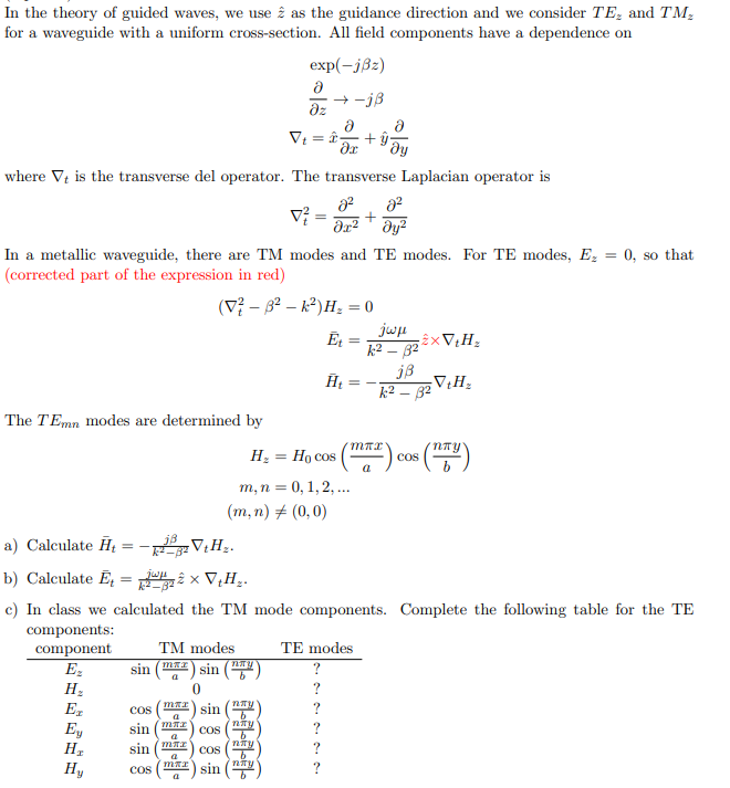 Solved In the theory of guided waves, we use î as the