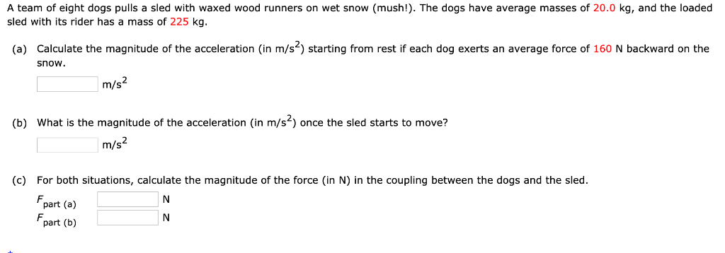 a team of eight dogs pulls a sled