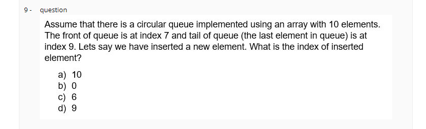 Solved 9 - question Assume that there is a circular queue | Chegg.com