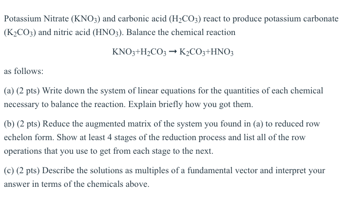 Solved Potassium Nitrate Kno3 And Carbonic Acid H2co3 7377