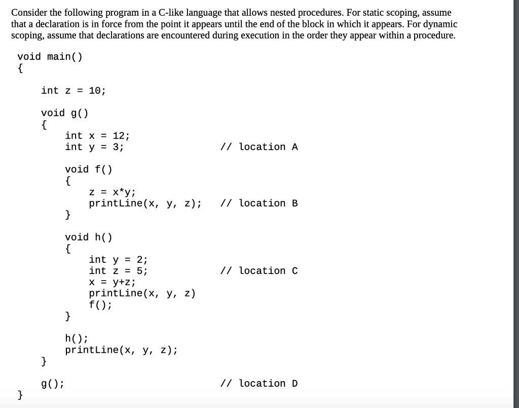 What is the referencing environment at each of the | Chegg.com