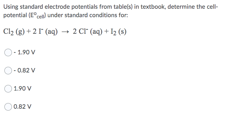 Solved Using Standard Electrode Potentials From Table(s) In | Chegg.com