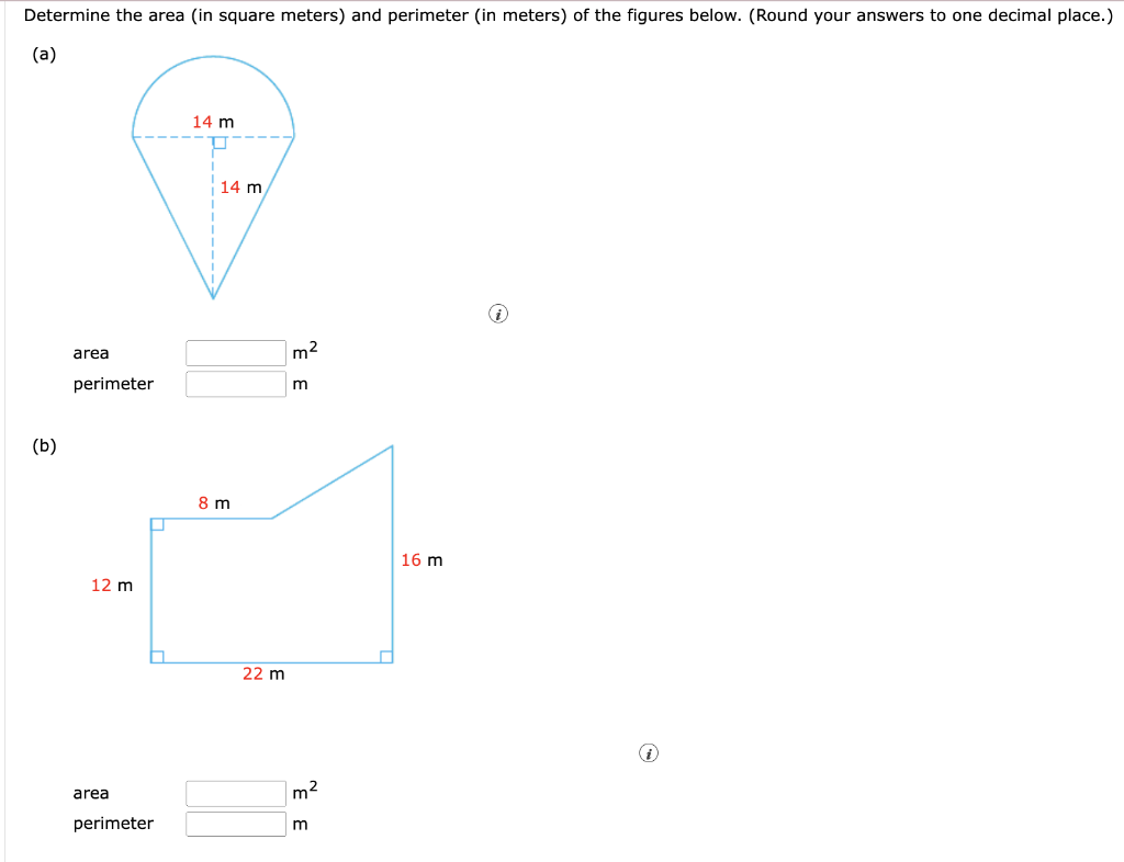 Solved (a) (b) Area Perimeter M2m | Chegg.com