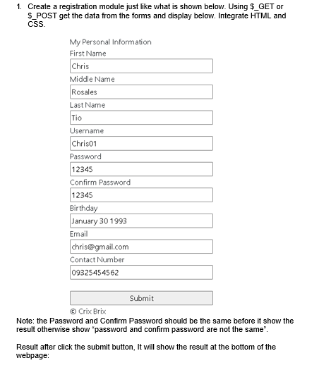 Solved 1. Create a registration module just like what is | Chegg.com