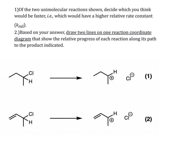 Solved 1)Of the two unimolecular reactions shown, decide | Chegg.com
