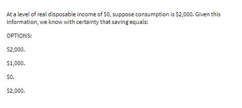 Solved At a level of real disposable income of So, suppose | Chegg.com