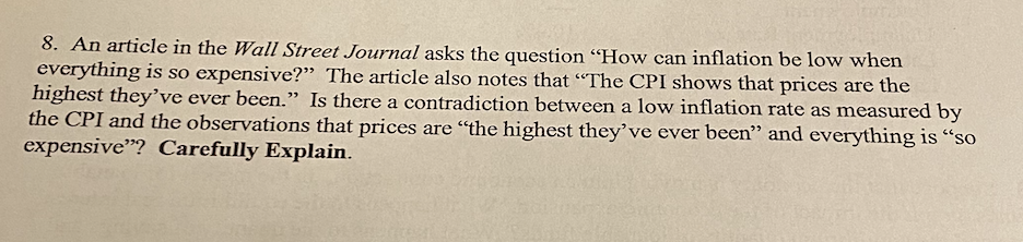 Solved 8. An Article In The Wall Street Journal Asks The | Chegg.com