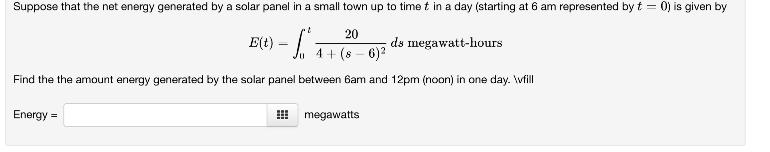 Solved Suppose that the net energy generated by a solar | Chegg.com