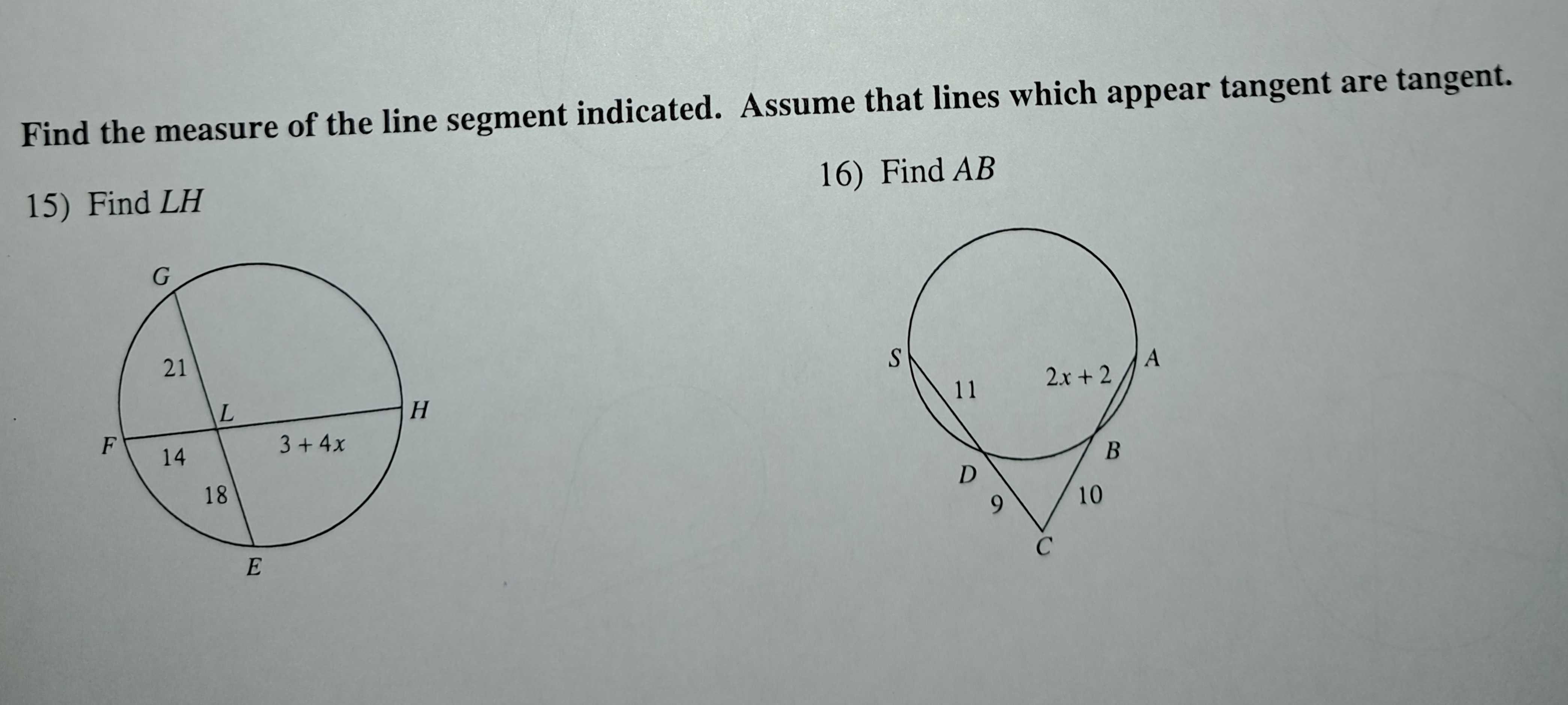 Solved Find the measure of the line segment indicated. | Chegg.com