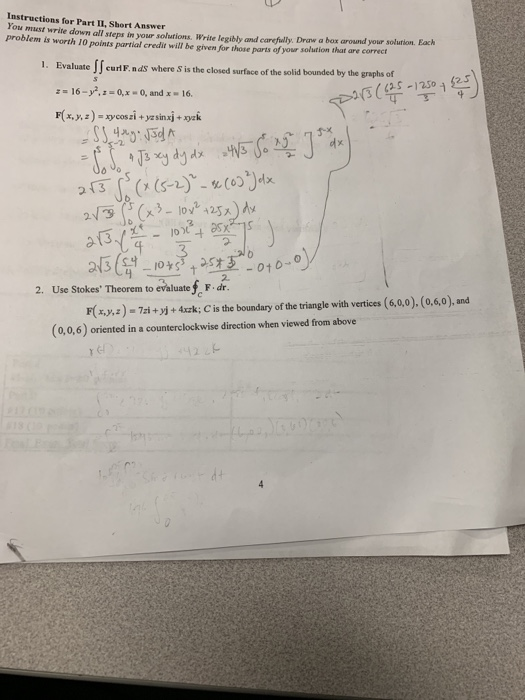 Solved Instructions for Part II, Short Answer You must write | Chegg.com