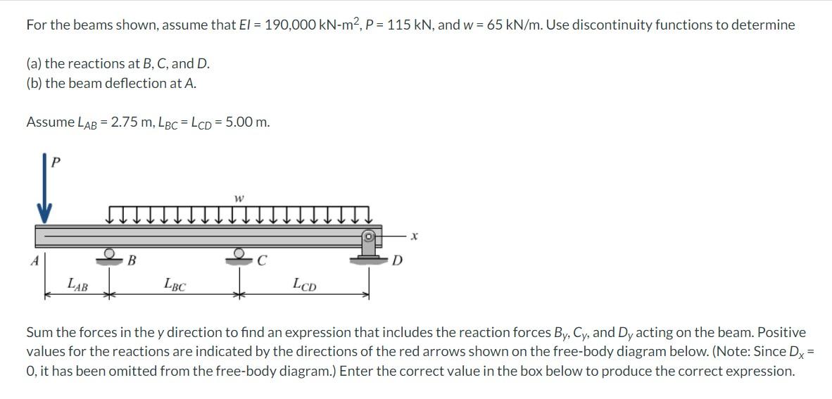 Solved For the beams shown, assume that El = 190,000 kN-m2, | Chegg.com