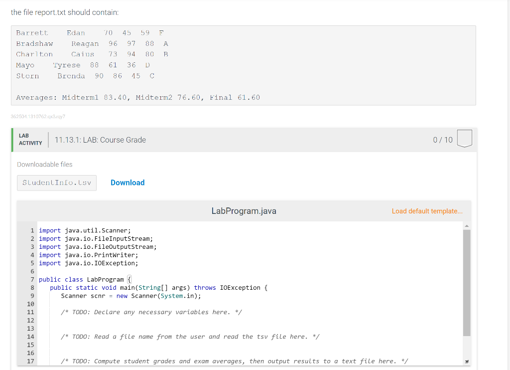 Solved 11.13 LAB: Course Grade Write A Program That Reads | Chegg.com