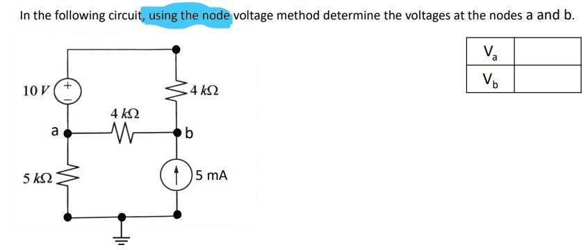 Solved In the following circuit, using the node voltage | Chegg.com