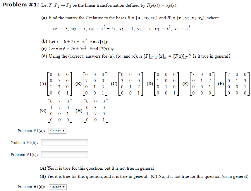 Solved Problem 1 Let T P2 P3 Be The Linear Transform Chegg Com