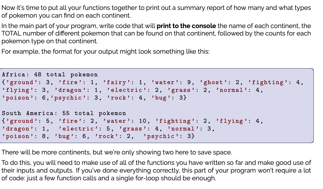 Solved Write a function called pokemon_in_continent) which