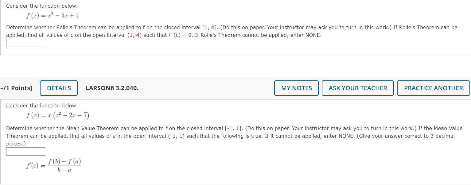 Solved Consider the function below. f (x) = x2 – 5x +4 | Chegg.com