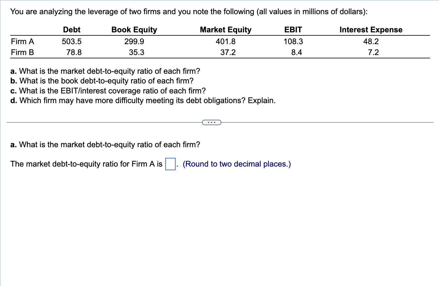 Solved You Are Analyzing The Leverage Of Two Firms And You | Chegg.com