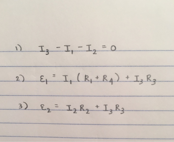 Solved Using these three equations, solve forI1 = ?I2 = ?I3 | Chegg.com