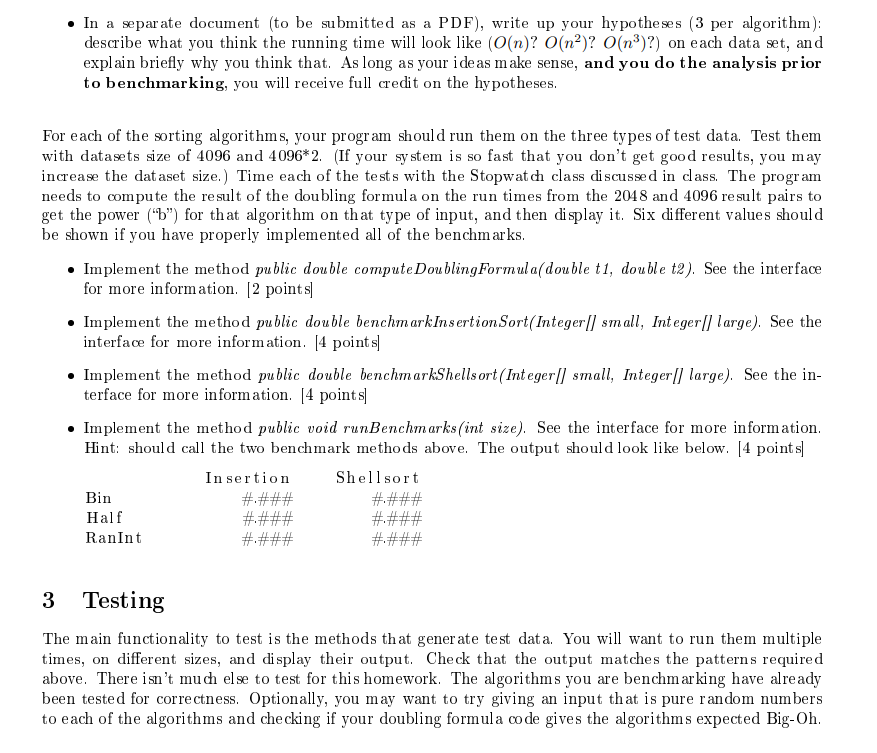 Benchmarking Sorting Algorithms Summary: In this | Chegg.com