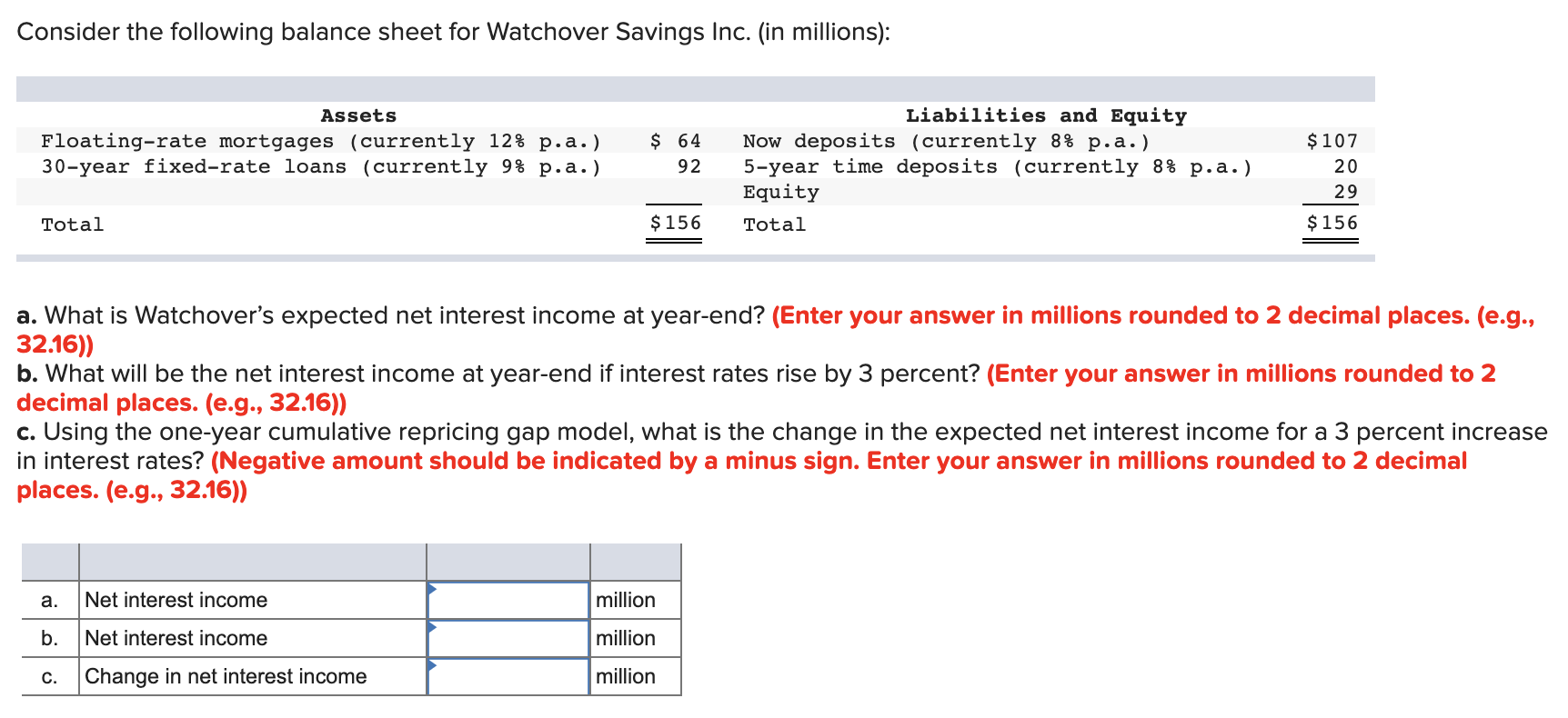 Solved Consider the following balance sheet for Watchover
