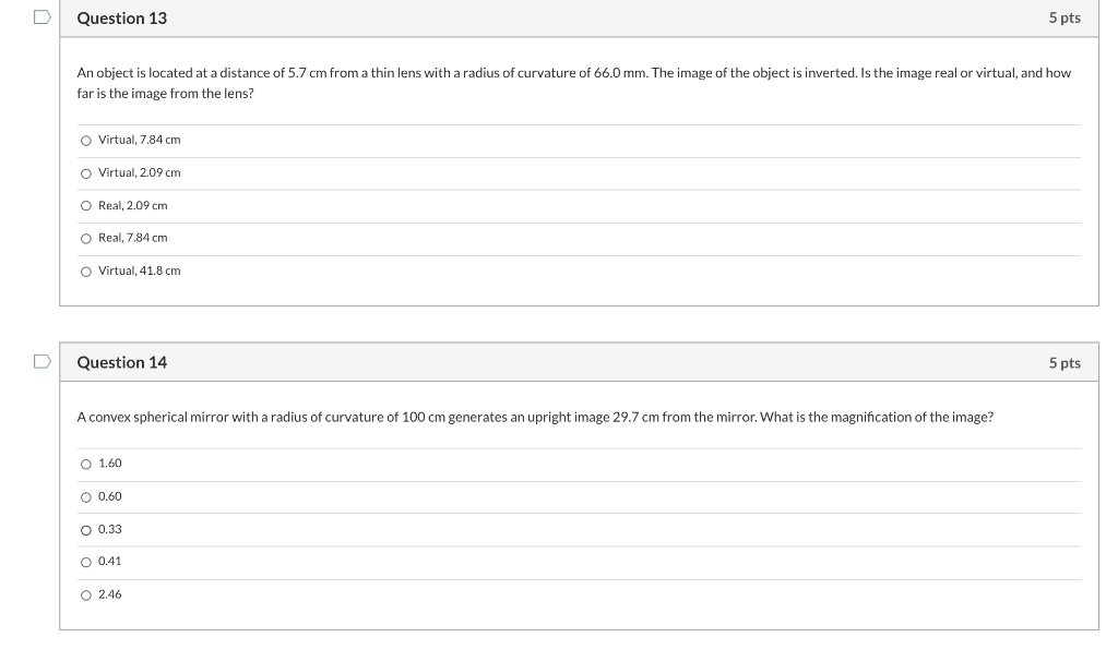 Solved Question 13 5 pts An object is located at a distance | Chegg.com