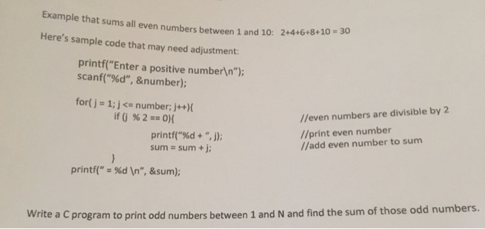 Solved Example that sums all even numbers between 1 and 10: | Chegg.com