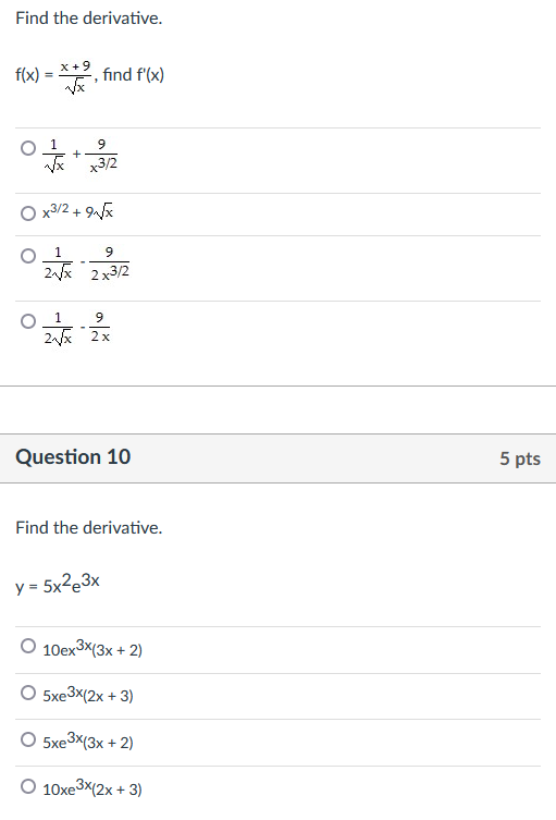 Solved Find The Derivative F X Xx 9 Find F′ X