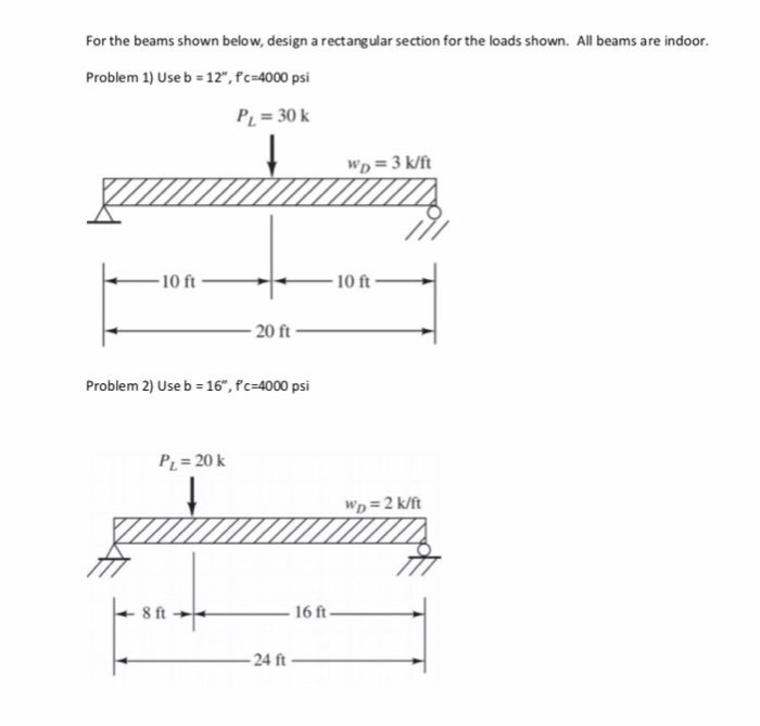 Solved For the beams shown below, design a rectangular | Chegg.com
