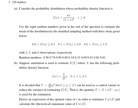 1. (20 marks) (a) Consider the probability | Chegg.com