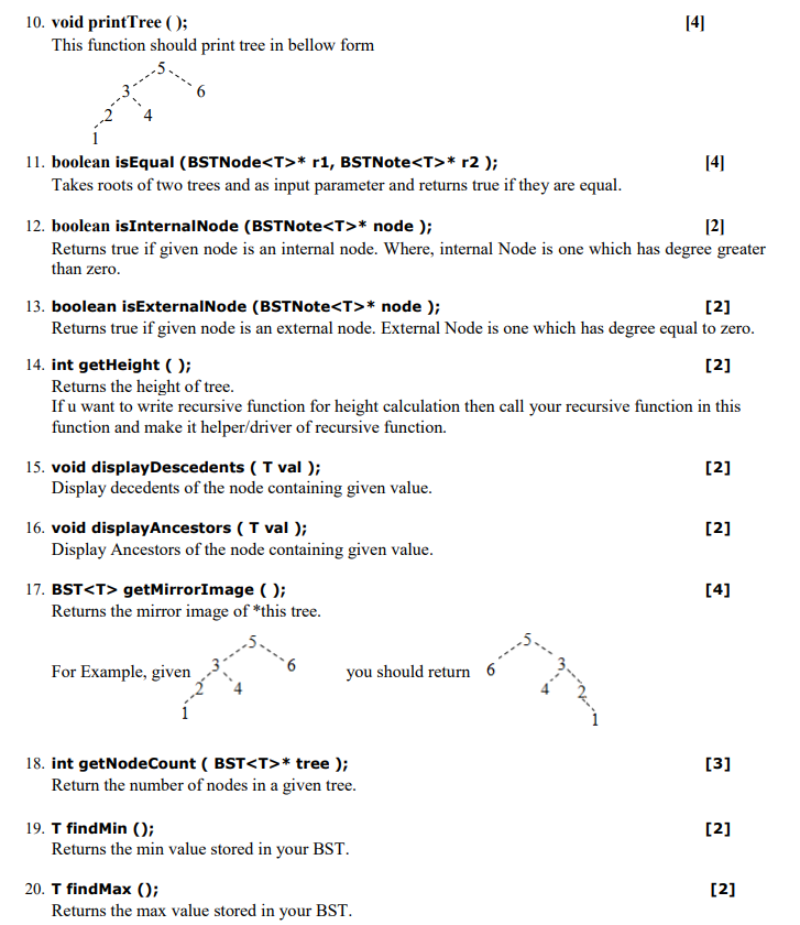 Solved Task 02: [54 marks] Implement a Binary Search Tree | Chegg.com