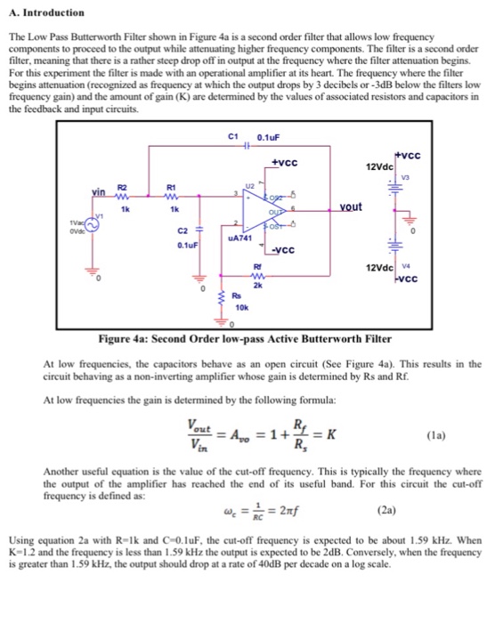 Solved A. Introduction The Low Pass Butterworth Filter shown | Chegg.com