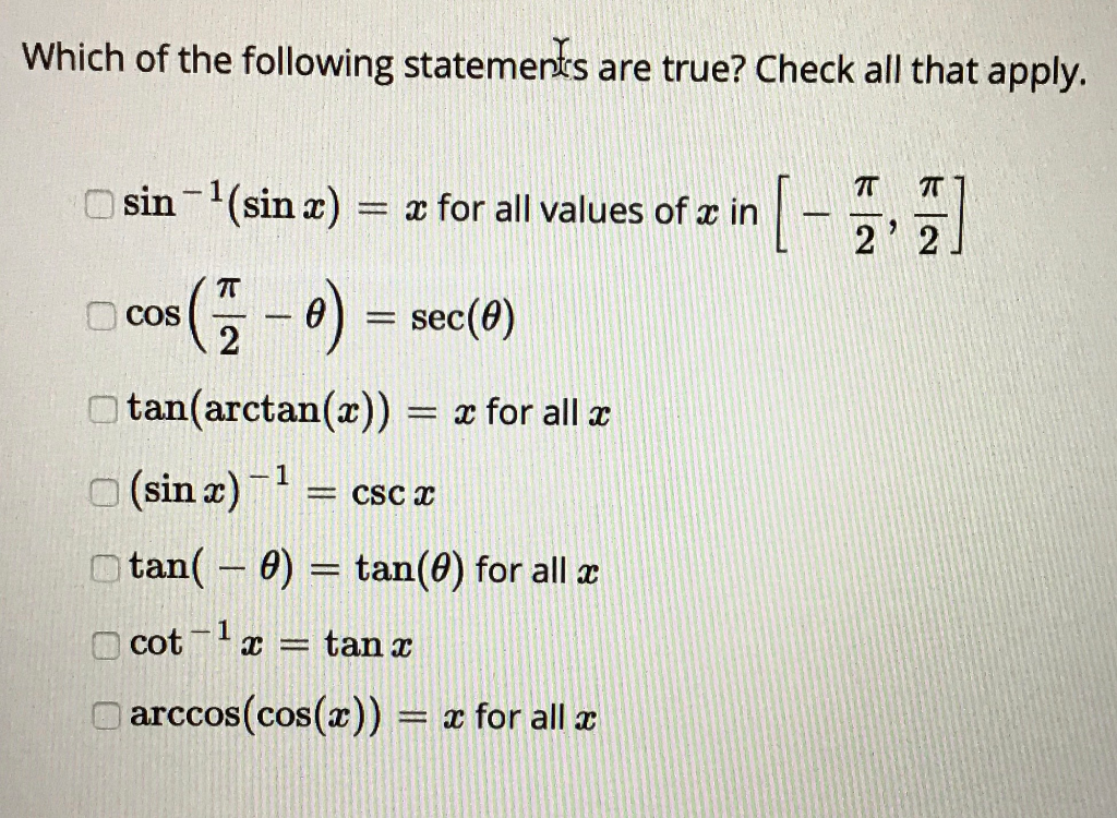 Solved Which Of The Following Statements Are True? Check All | Chegg.com