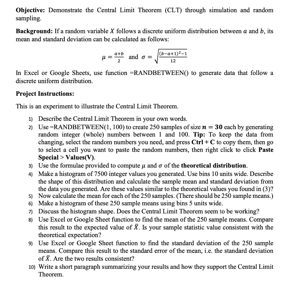 solved-objective-demonstrate-the-central-limit-theorem-chegg