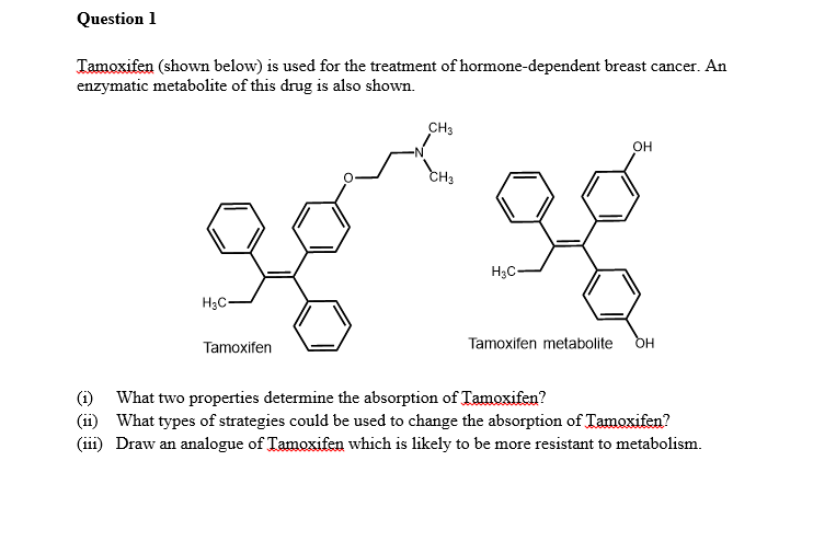 Solved 1. The drug tamoxifen, used in treatment of breast