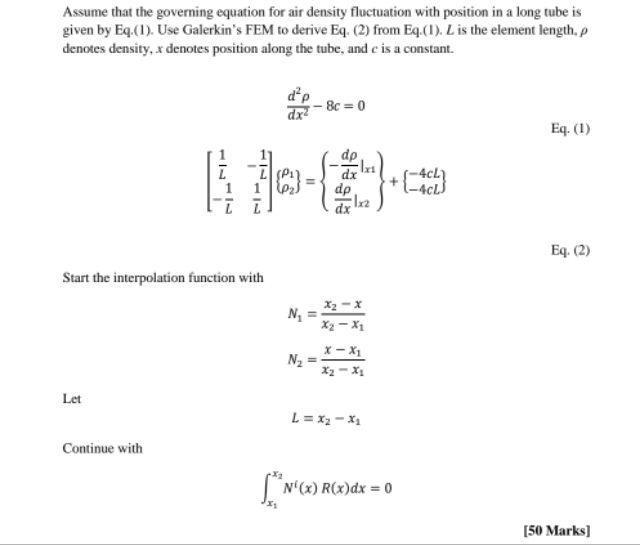 Solved Assume that the governing equation for air density | Chegg.com